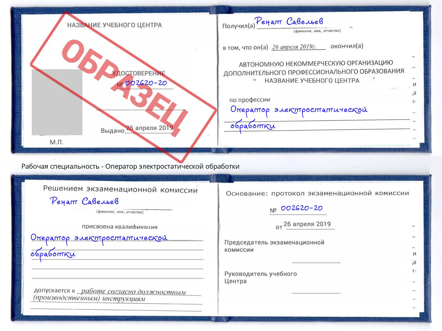 Оператор электростатической обработки Искитим