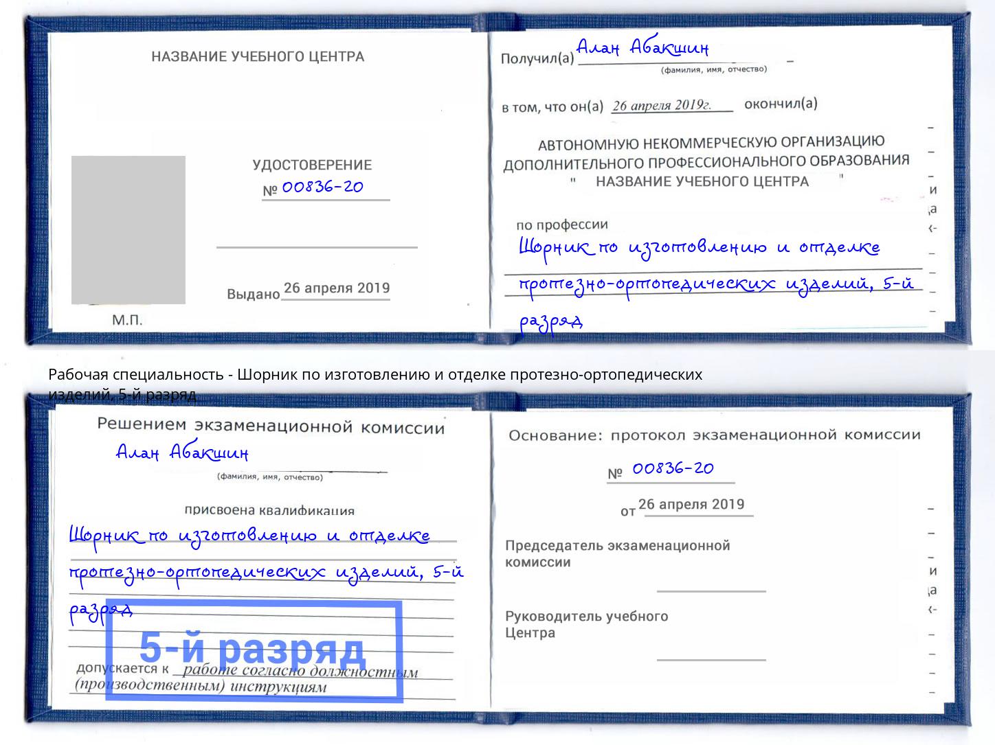 корочка 5-й разряд Шорник по изготовлению и отделке протезно-ортопедических изделий Искитим