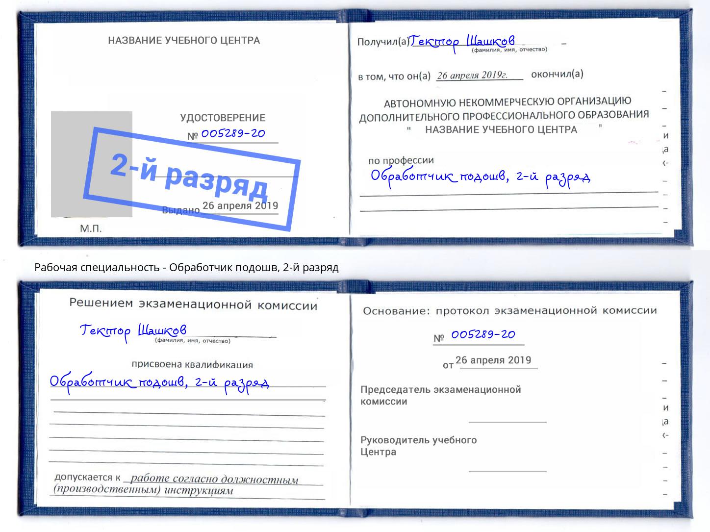 корочка 2-й разряд Обработчик подошв Искитим