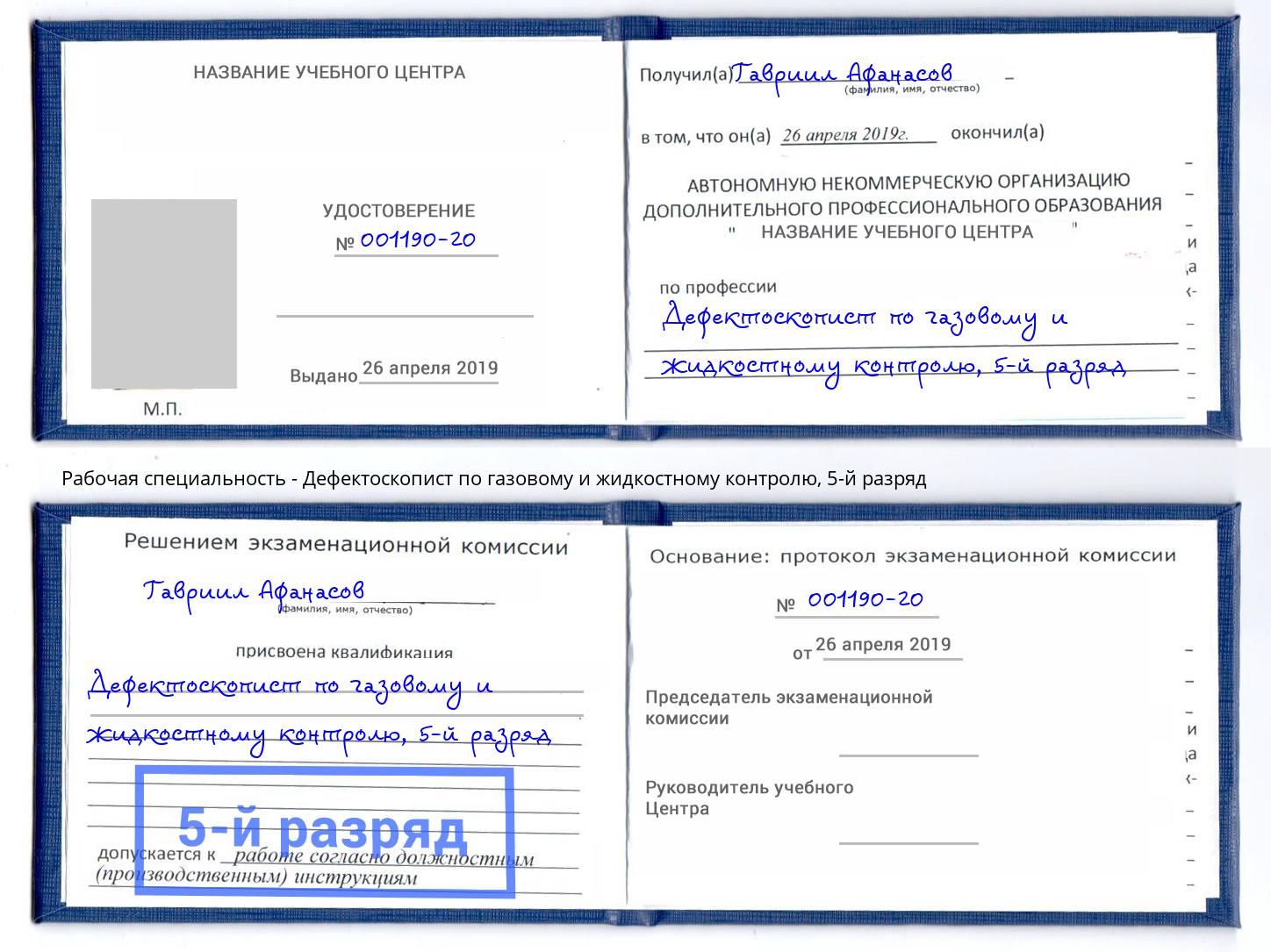 корочка 5-й разряд Дефектоскопист по газовому и жидкостному контролю Искитим